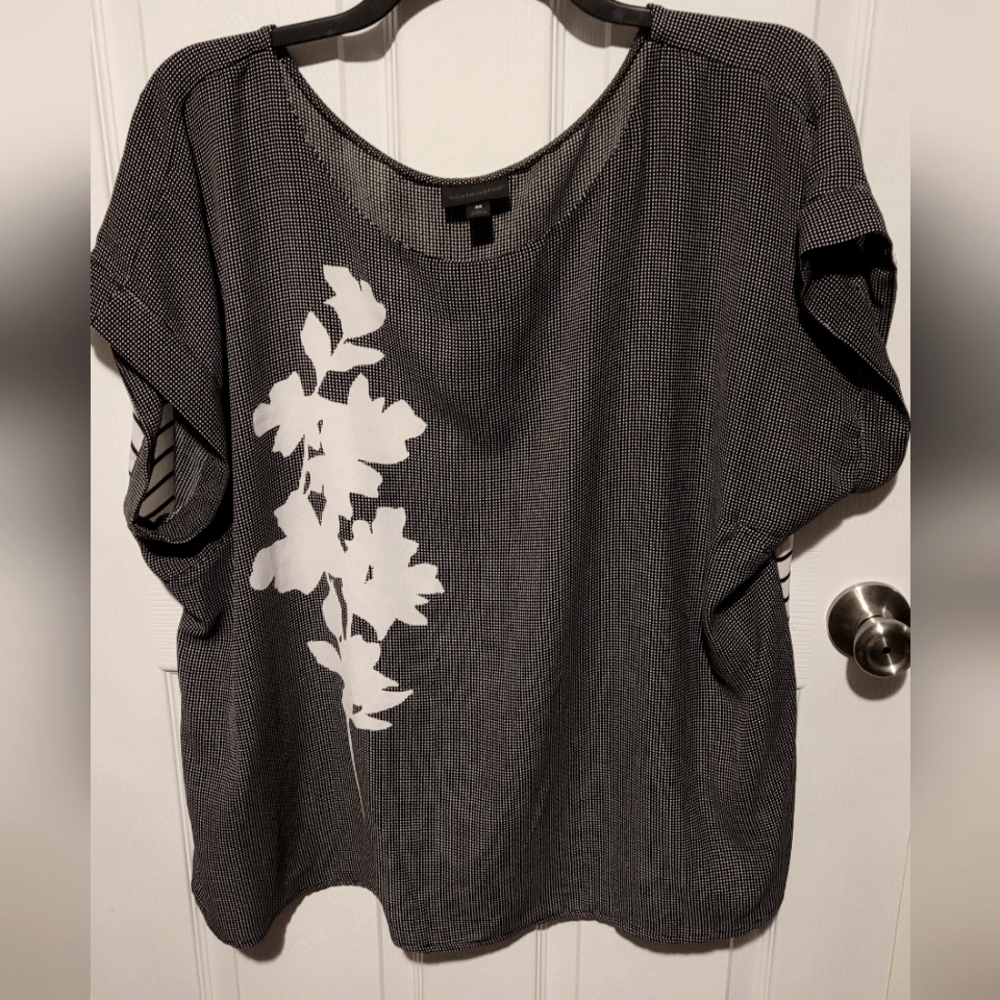 Cute mixed pattern dressy top 3x